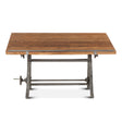 solid wood adjustable drafting table with iron base - front view