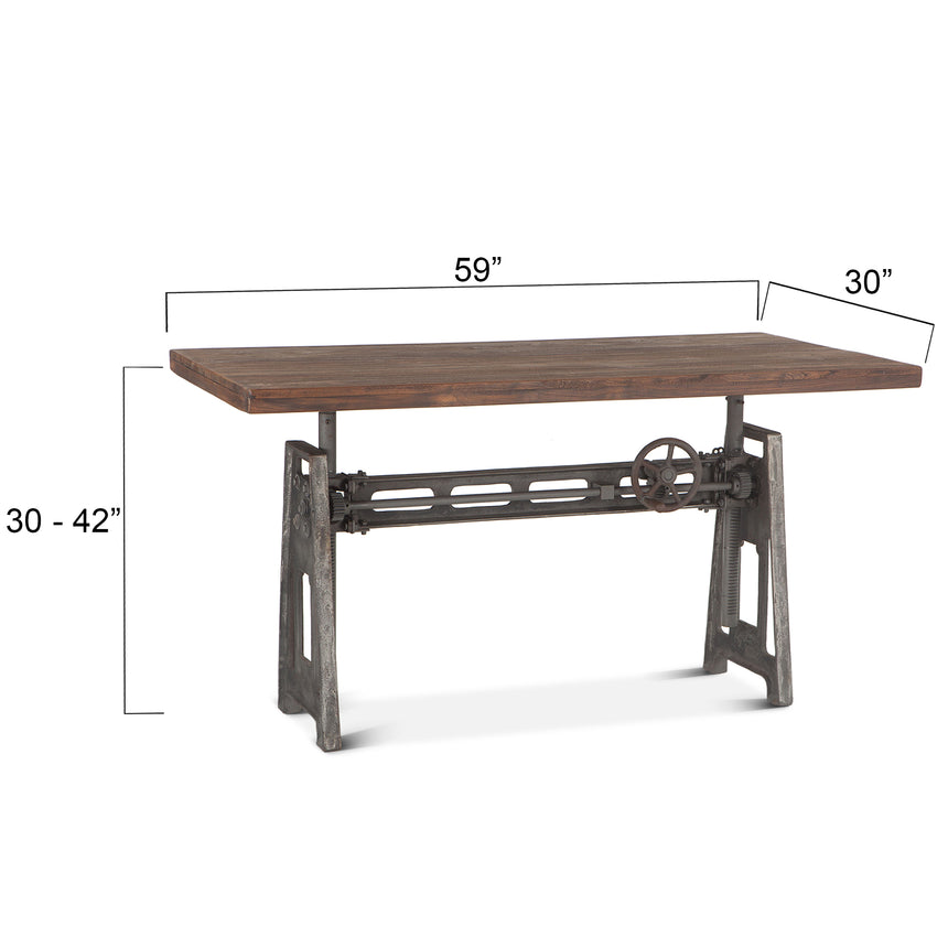 Dimension diagram of the Artezia gray teak desk