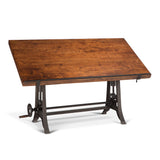 Artezia walnut drafting desk, three-quarter view