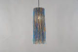Detail of the jute shade and blue glass beads