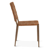 Side view of the Lund buffalo leather dining chair