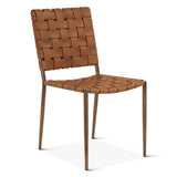 Lund Dining Chair in Brown Buffalo Leather and Iron