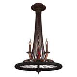 Second view of the three-light bicycle-wheel pendant