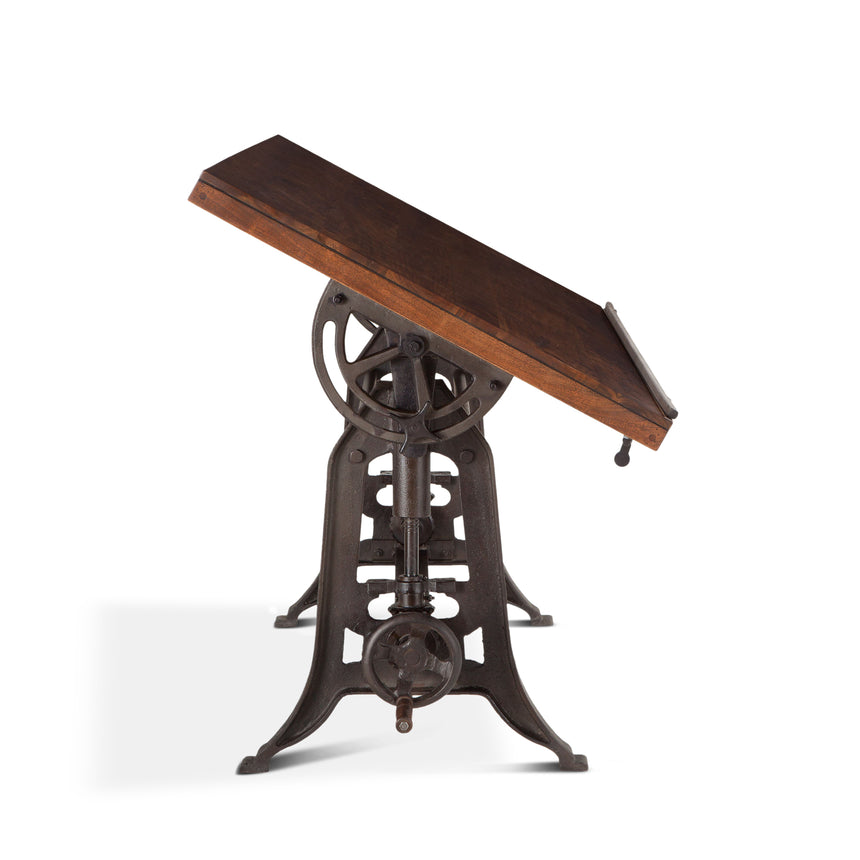 Artezia 62in Drafting Desk with Adjustable Crank in Walnut Finish