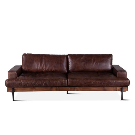 94in Chiavari Leather Sofa in Geisha Brown