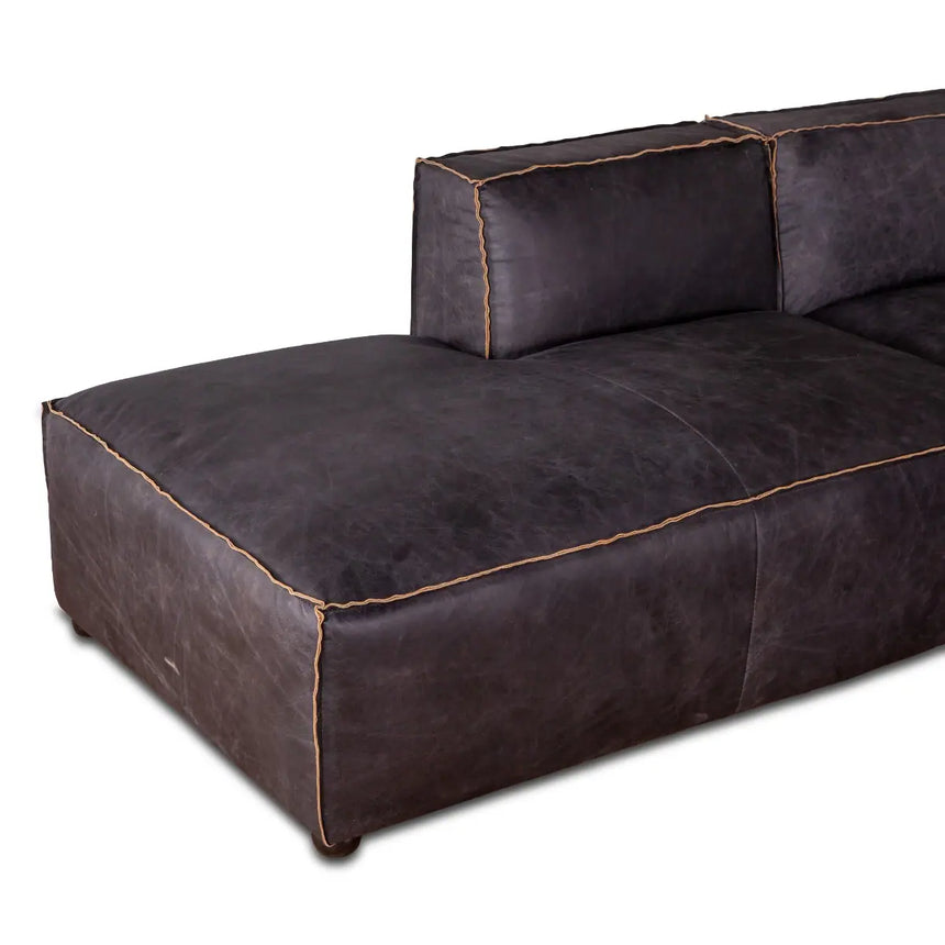 112in Chiavari Modular Sectional in Distressed Ebony Leather