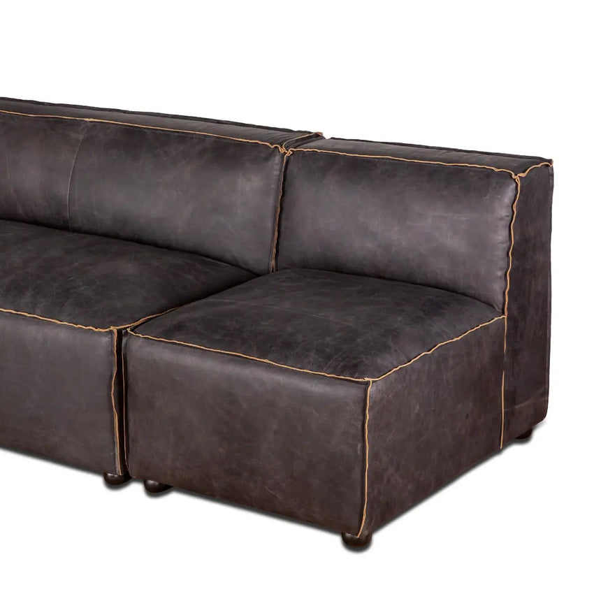 112in Chiavari Modular Sectional in Distressed Ebony Leather