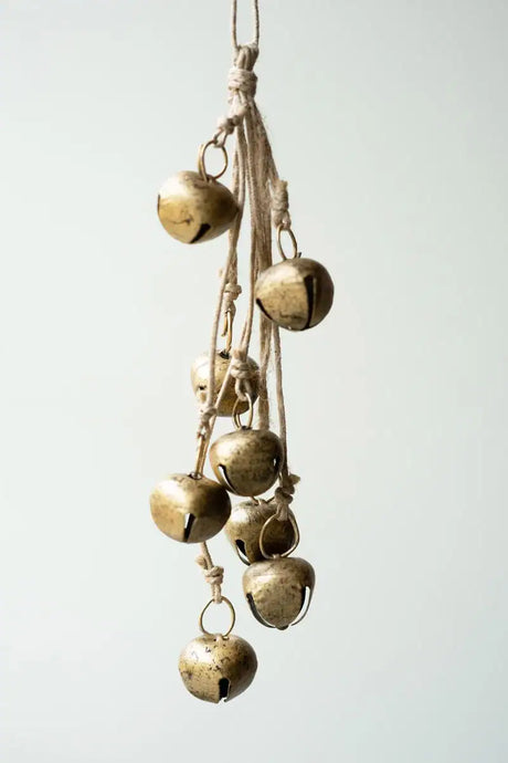 bunch of bells on jute ropes