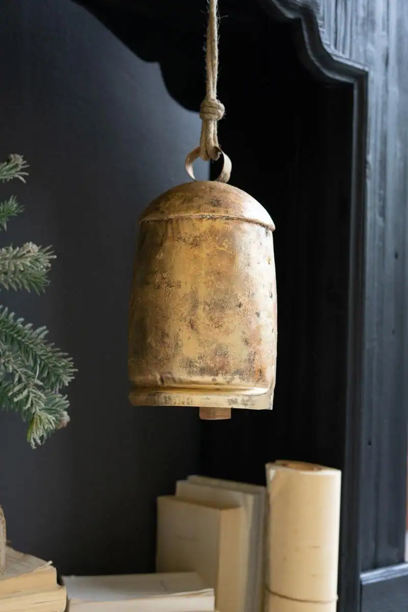 Large Antique Gold Christmas Bell