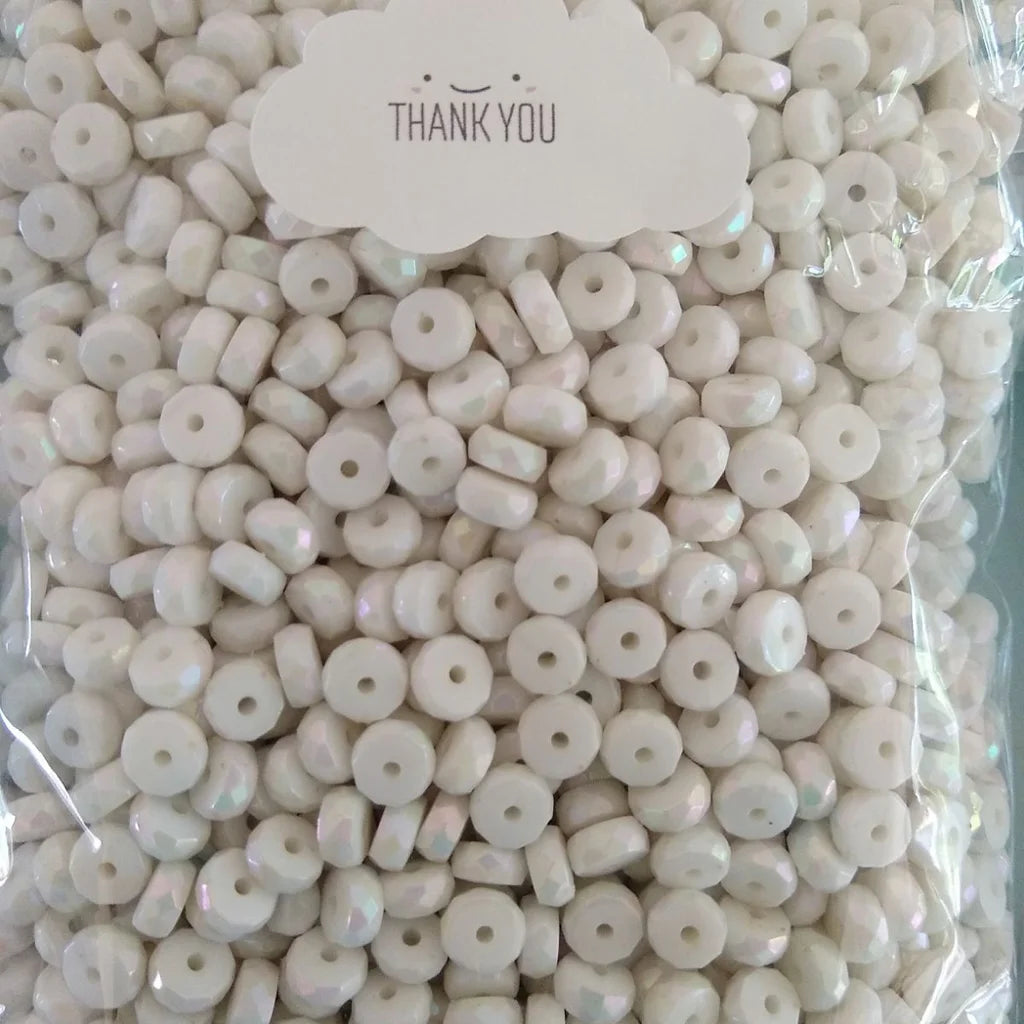 white acrylic drilled beads for jewelry making - in plastic bag ready to ship with smiling thank you sticker