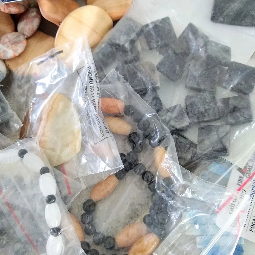 semi-precious stones on a strand individually packaged