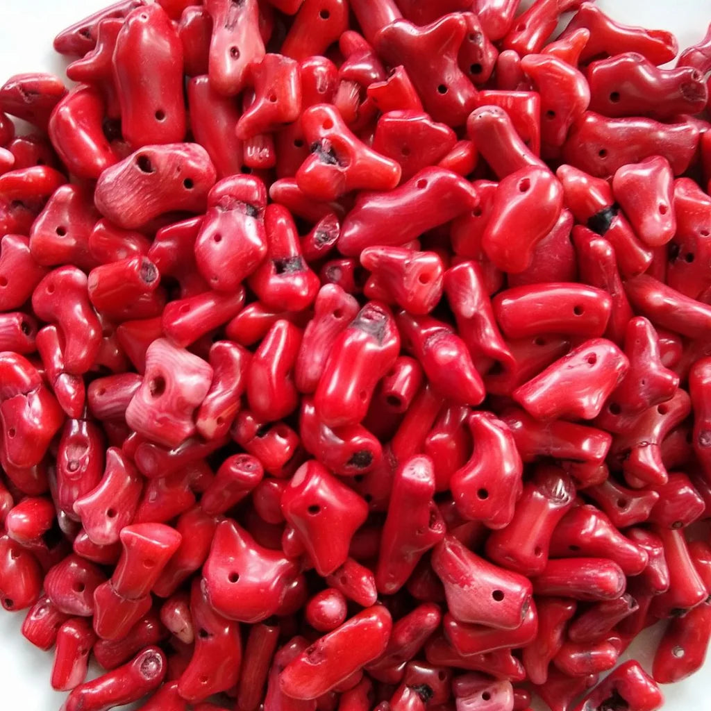 natural red coral beads - close-up view 5