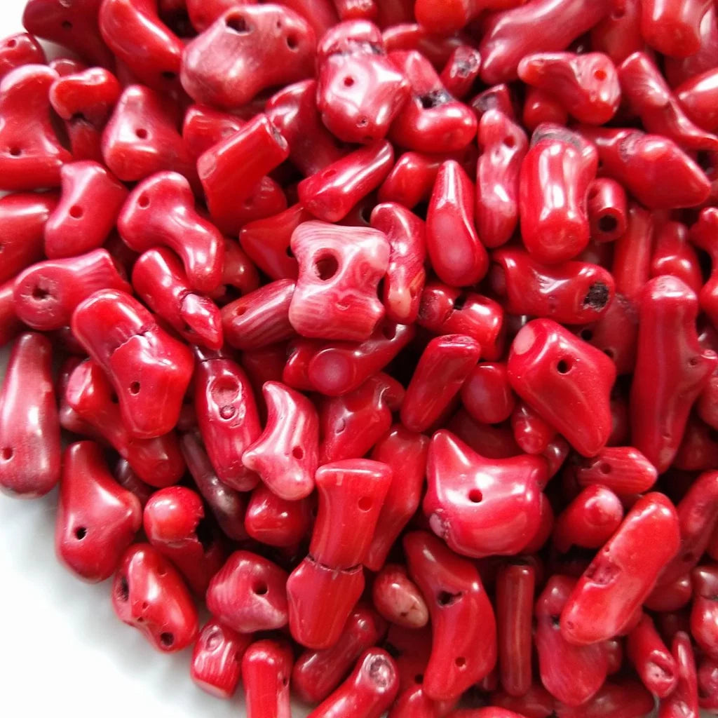 natural red coral beads - close-up view 4