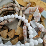 semi-precious stones and beads on strands