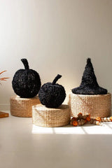 showing black twig witch's hat together with black twig pumpkins - the latter sold separately - halloween decor