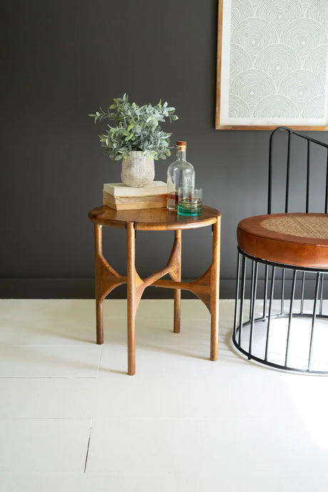 masterfully crafted mango wood accent table