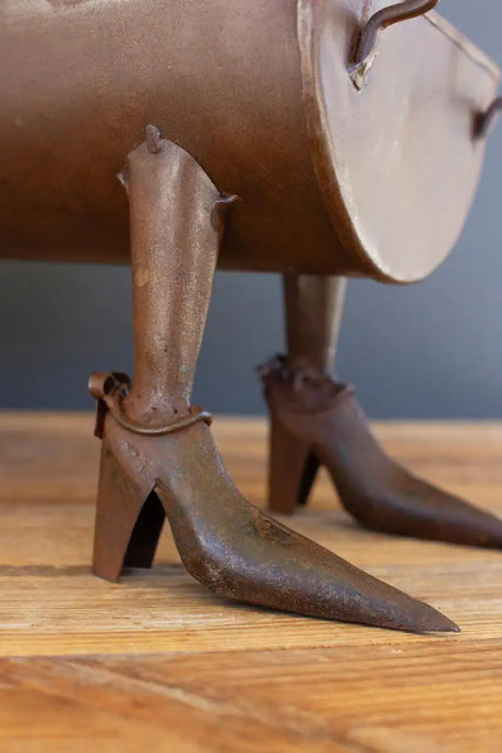 close up of metal legs and feet