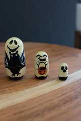 close up of 3 of the smallest halloween dolls