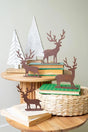 4 rustic reindeer tabletop decor