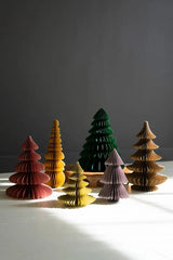 Paper Jewel Tone Accordion Christmas Trees - One of each Color (Set of 6)