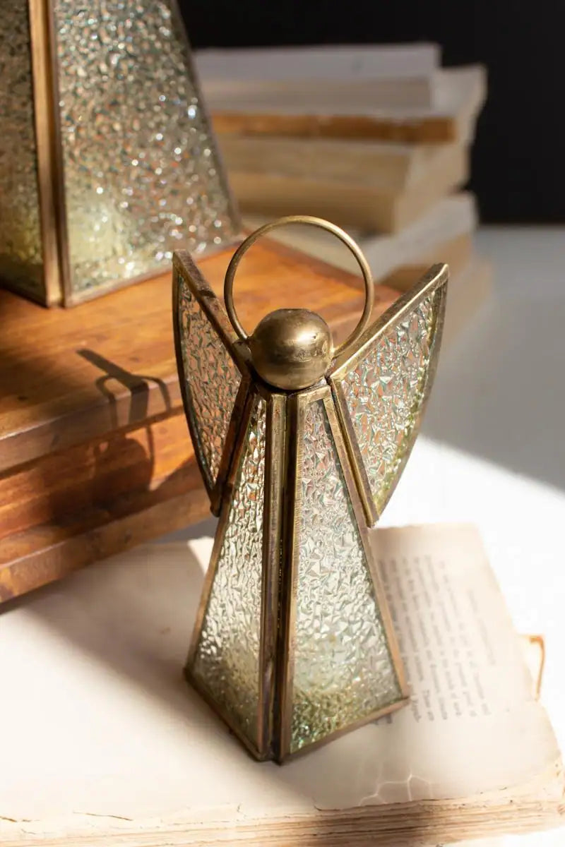 Antique Brass & Glass Christmas Angels (Set of 3)