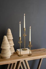 Forged Antique Gold Iron Deer Taper Holders (Set of 3)