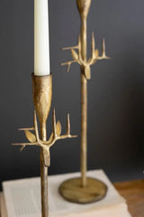 Forged Antique Gold Iron Deer Taper Holders (Set of 3)