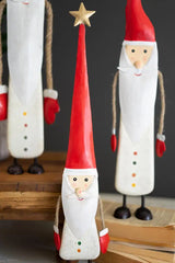 Painted Metal & Wood Santas (Set of 3)