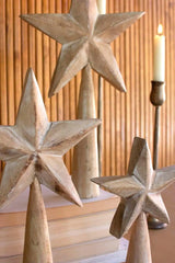 Whitewashed Wooden Table Top Stars (Set of 3)