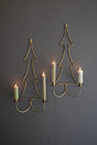 2 wall scones for candles christmas tree shaped brass