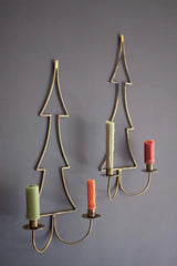 wall sconce candle holders showing green and red candles