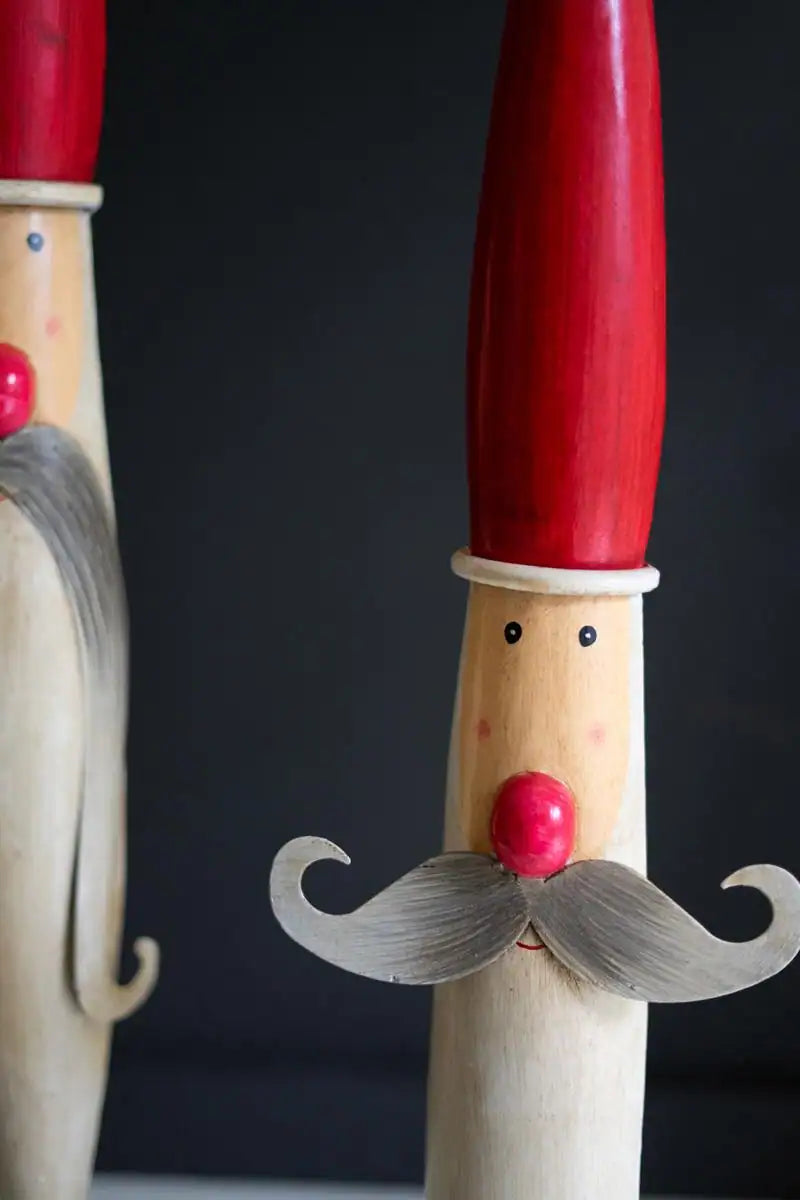 Hand Painted Tall Santa Faces (Set of 2)