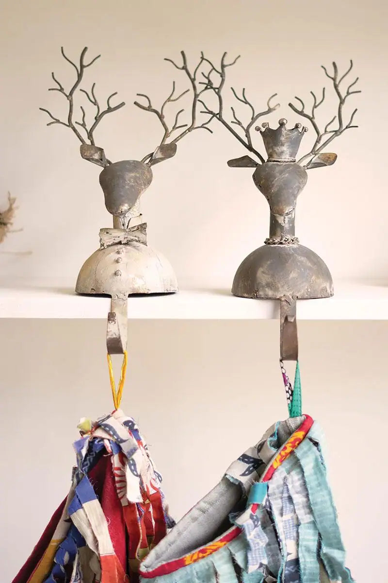 Metal Deer Stocking Holders (Set of 2)