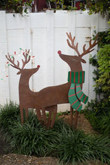 Painted Metal Deer Yard Art (Set of 2)