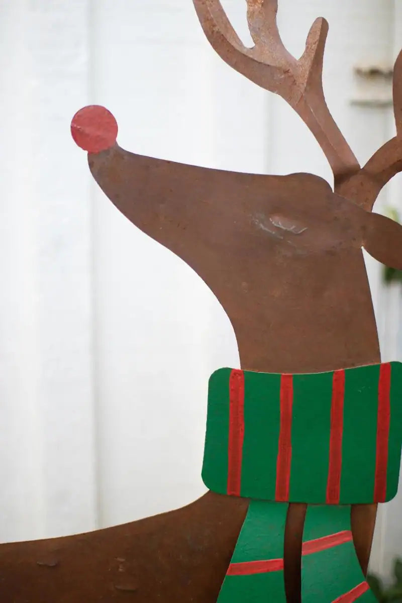 Painted Metal Deer Yard Art (Set of 2)
