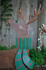Painted Metal Deer Yard Art (Set of 2)