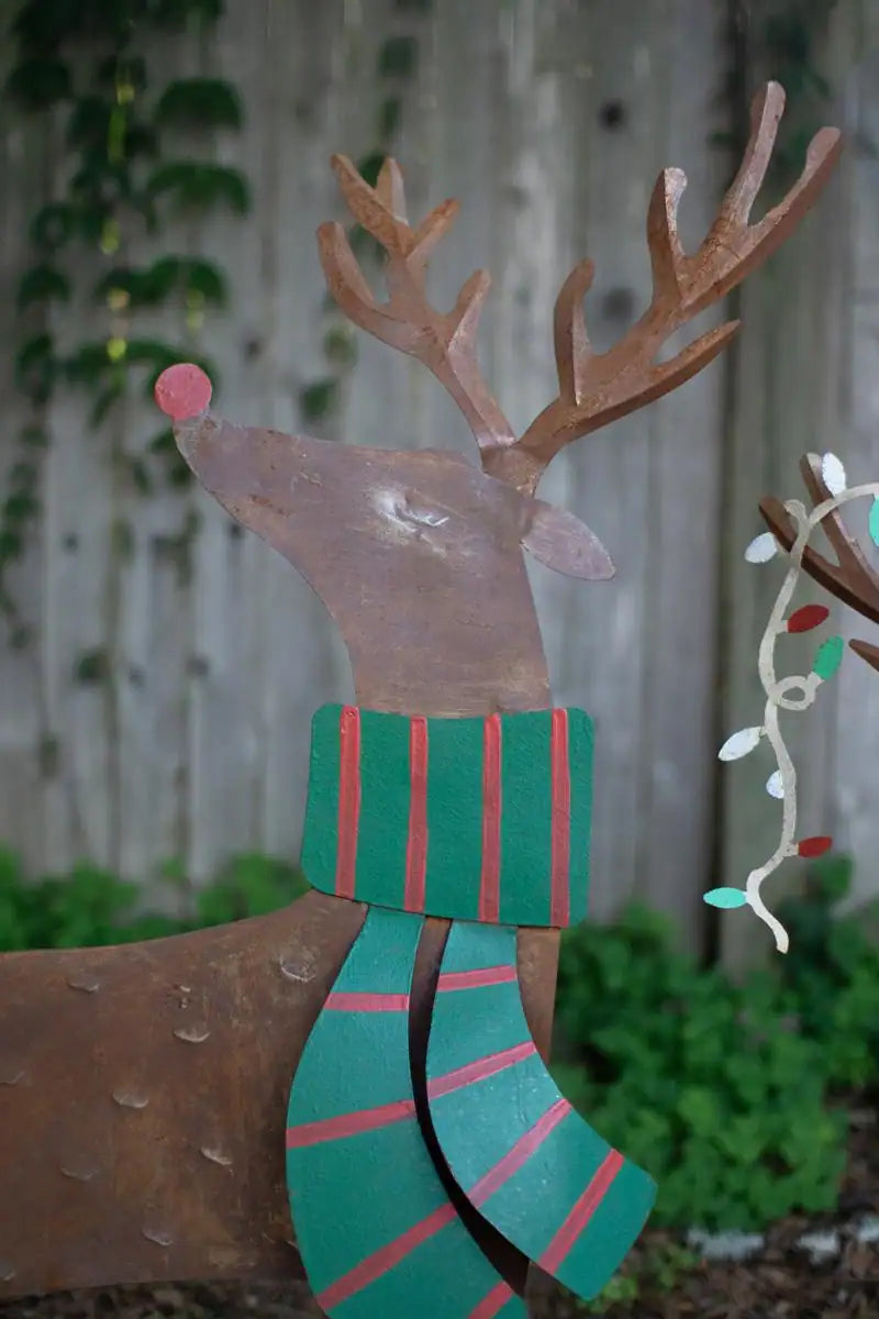 Painted Metal Deer Yard Art (Set of 2)