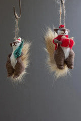 both squirrels - each hanging from a hook with twine loop