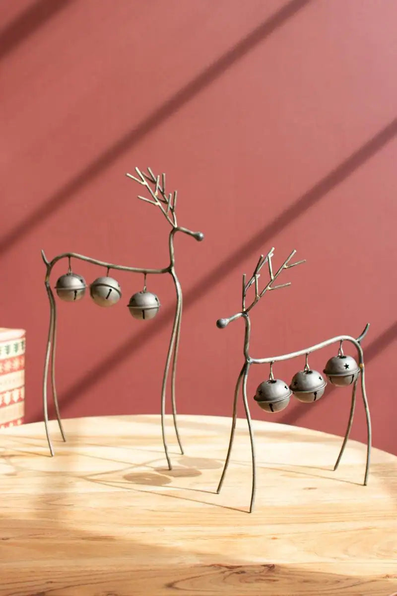 Wire Reindeer with Bells (Set of 2)
