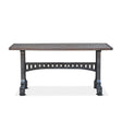 solid wood console table with cast-iron base - front view