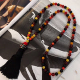 long bohemian bead necklace - different background