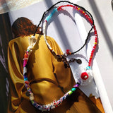 long bohemian red flower necklace