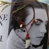 Indian ivory large tusk rustic pendant necklace