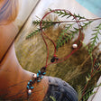 casual delicate long minimalist necklace with rustic cascade pendant