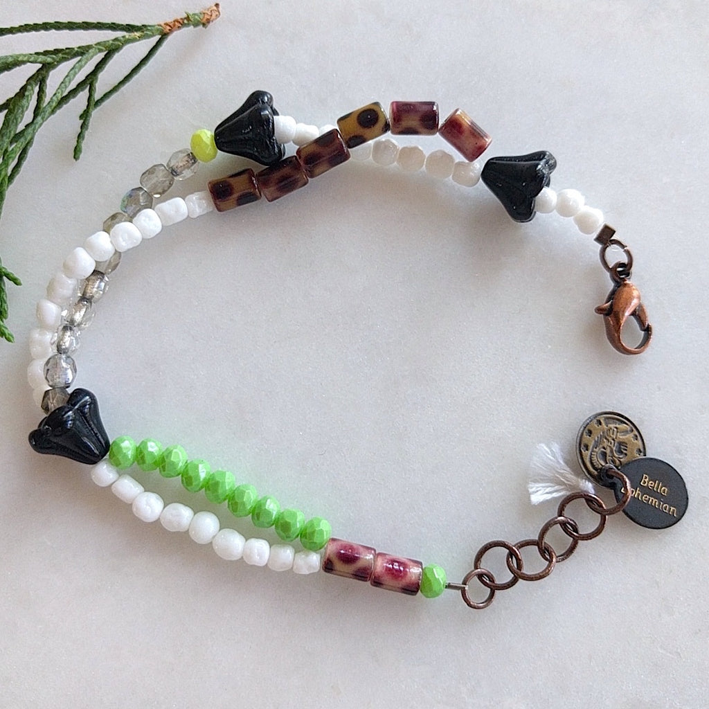 Japanese green bead and Czech glass handmade bracelet