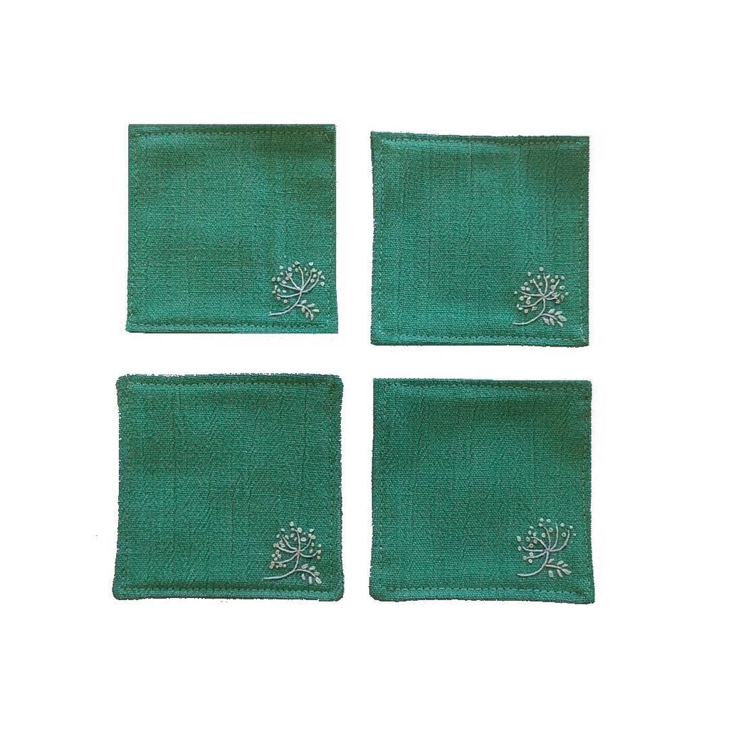set of four teal green coasters - plain photo