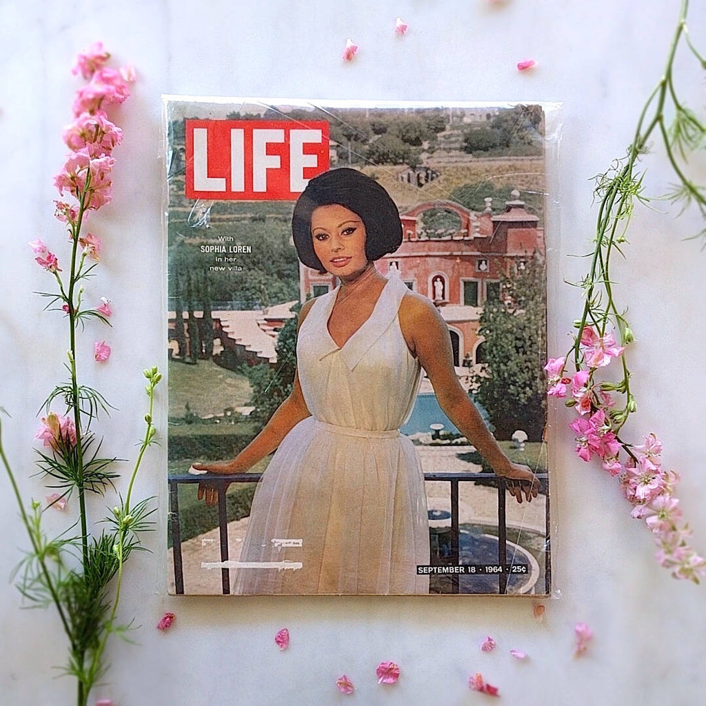 life magazine from september 1964 showing Sophia Loren in a white dress (2)