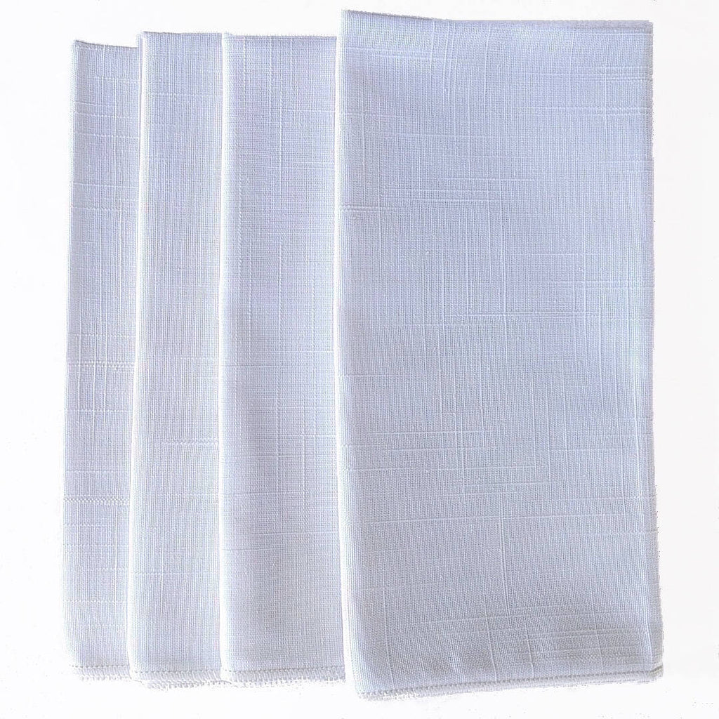 set of four square elegant white cotton napkins