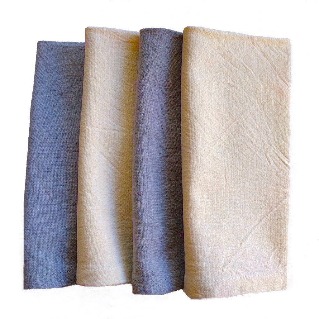 set of four ivory and gray color cotton napkins