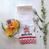 kitchen towel themed with red trim and day of the week: Quarta-Feira